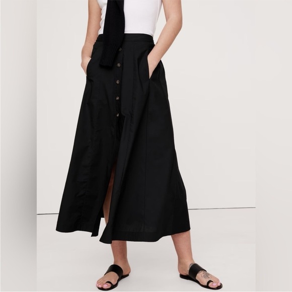 NWT! Banana Republic Cotton Poplin Button-Down Long Midi Skirt - Size Medium🦩 - Picture 4 of 8